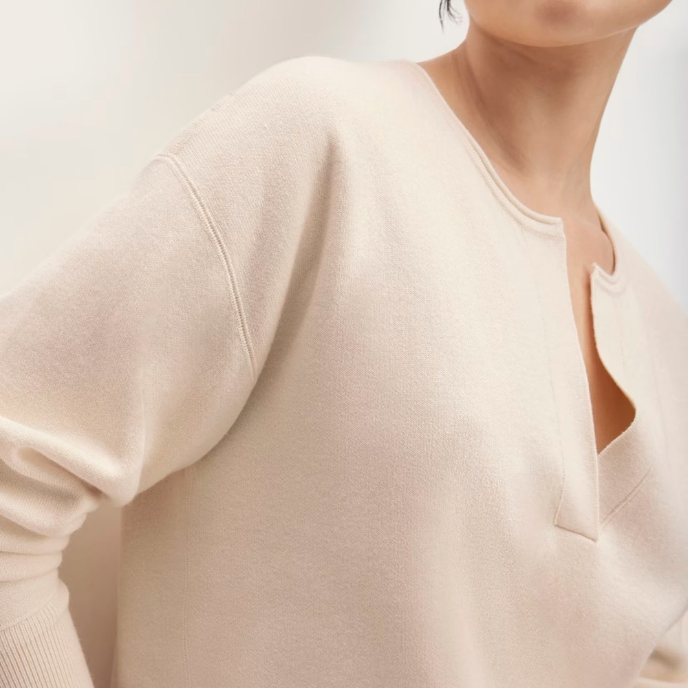 NWT Everlane The Cotton-Merino Vintage Henley White Base - Size XXS - Picture 4 of 5